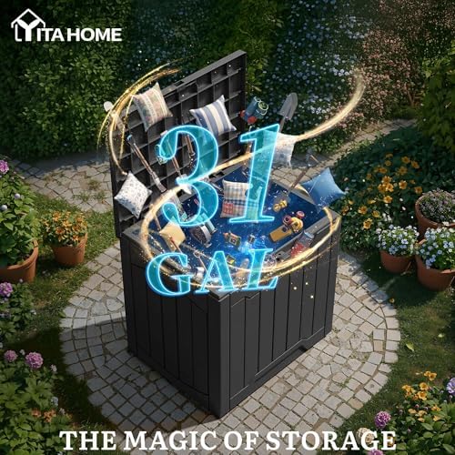 YITAHOME 31 Gallon Resin Deck Box Outdoor Storage Box and Waterproof