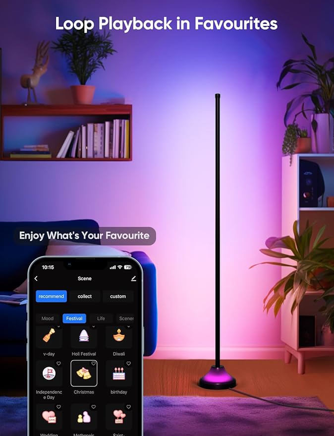 RGB&IC Smart Corner Floor Lamp – 20 W/1100 lm, 24‑Zone DIY & Music‑Sync LED