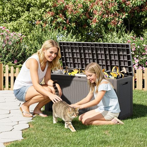 Outdoor Storage Box Waterproof, 75 Gallon Deck Box for Patio Storage