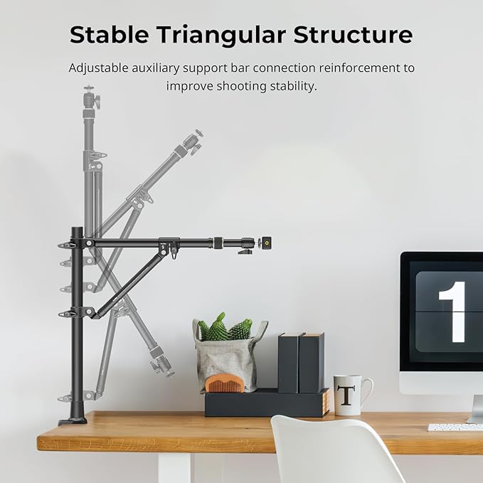 SMALLRIG Triangle Camera Desk Mount, Max. Load 3kg/ 6.6lbs, Overhead Mount