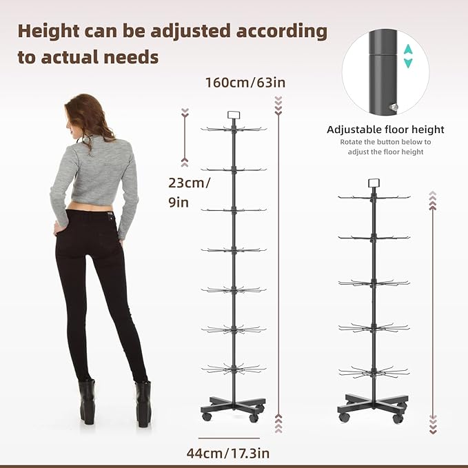 YEOOE Retail Display Racks 7 Tier Spinning Display Stand, Movable Shop Spinner