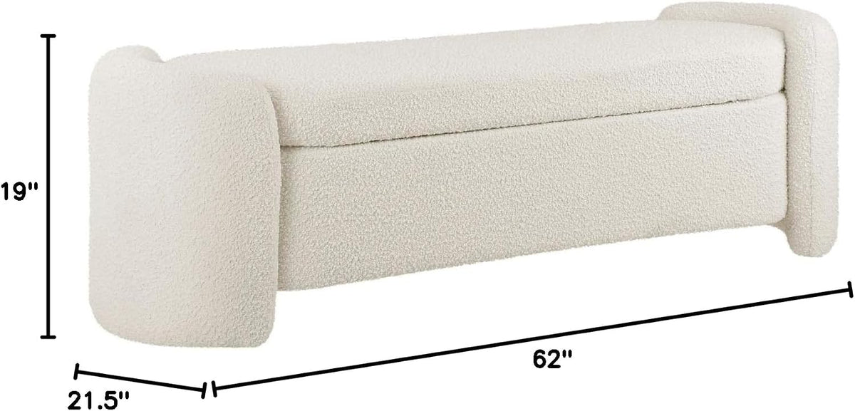 Modway Nebula Boucle Upholstered Storage Bench in Ivory