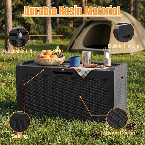Outdoor Storage Box,100 Gallon Waterproof Resin Patio Deck Box