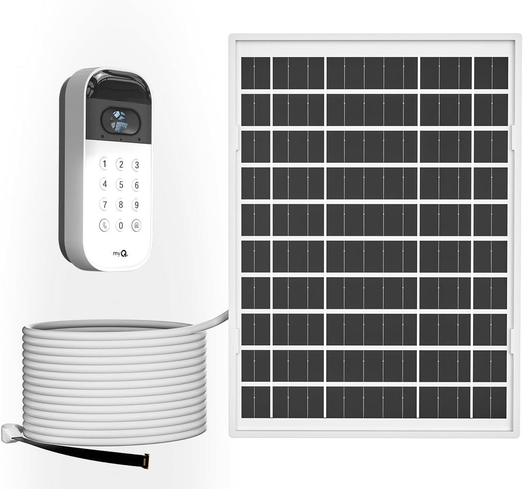 iTODOS 6W Solar Panel for myQ Smart Garage Door Video Keypad,16.4Ft Outdoor Power Charging Cable and Adjustable Mount, Continuously Charging Your Video Keypad
