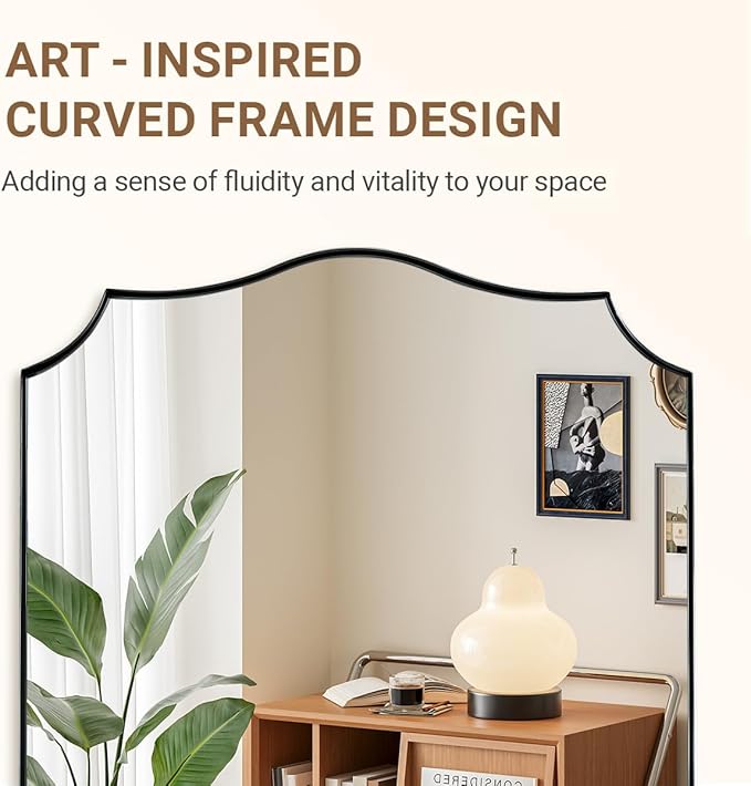 ANDY STAR Brushed Nickel Bathroom Mirror, 28x36 Inch Asymmetrical Wall Mirror