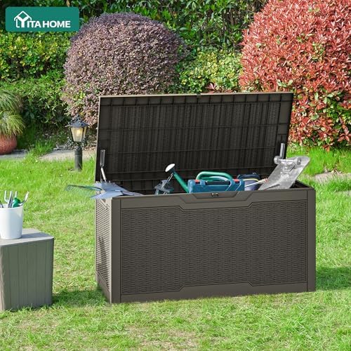 YITAHOME 100 Gallon Large Resin Deck Box Outdoor Storage Boxes for Patio