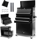 Dawmilon 8 Drawer Rolling Tool Chest, 2-in-1 Detachable Top Tool Box with Lockable Cabinet, Metal Tool Storage Cart with Wheels & EVA Drawer Liners for Garage Workshop, Black