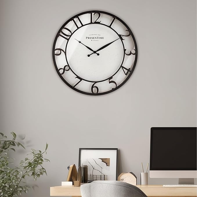 Presentime & Co 21" Farmhouse Series Wall Clock, Vintage Style, Retro Clock