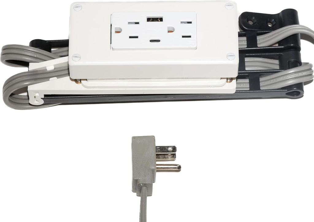 My Tidy Space Compact Combo USB-A USB-C 15 Amp in-Drawer Docking Station Outlet