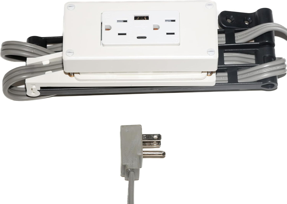 My Tidy Space Compact Combo USB-A USB-C 15 Amp in-Drawer Docking Station Outlet