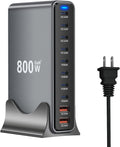 800W USB C Fast Charger Block, 10 Ports GaN III USB Chagring Station, Dual 140W