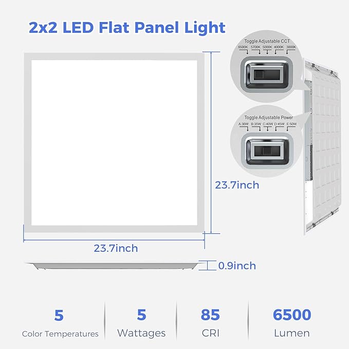 AIKVSXER 18 Pack 2x2 LED Flat Panel Light, Flush Mount Ceiling Light Kitchen