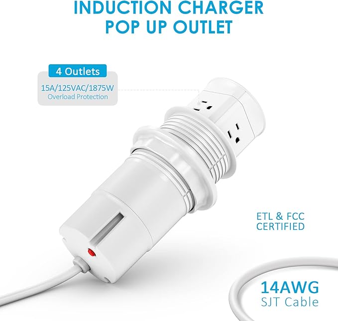 Jgstkcity Pop Up Outlet for Countertop, Flush Mount Tamper Resistant Space