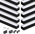 Muzata 10Pack 6.6FT/2M Plus-Size Spotless LED Channel Black LED Strip Diffuser