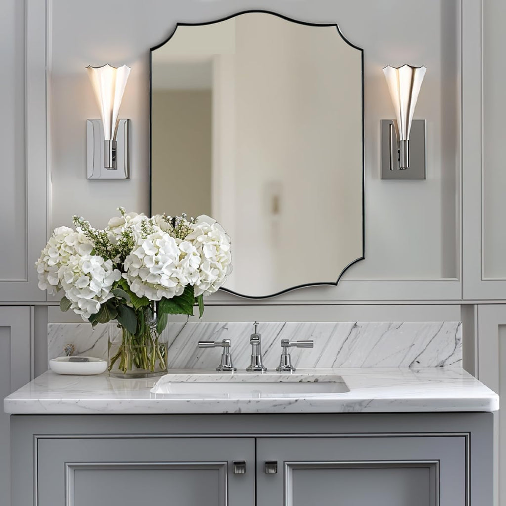 ANDY STAR Brushed Nickel Mirror, 24x32 Inch Unique Mirror