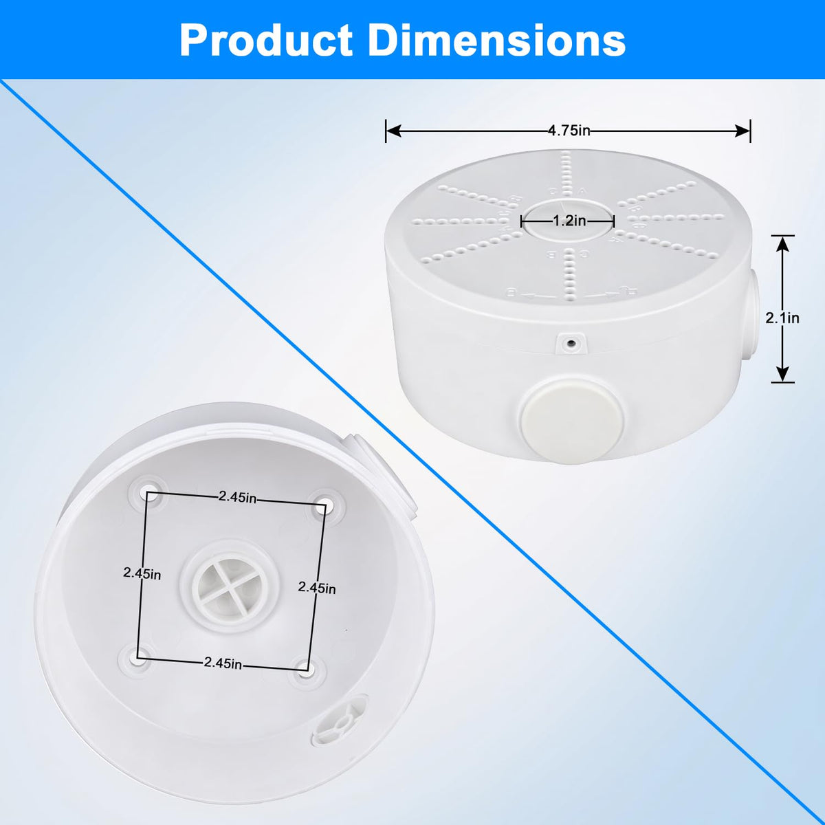 2026 new security camera junction box, wall/ceiling mount, front angle view