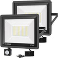 YANYCN 2 Pack 100W LED Motion Sensor Flood Light, Dusk to Dawn, IP66 Waterproof