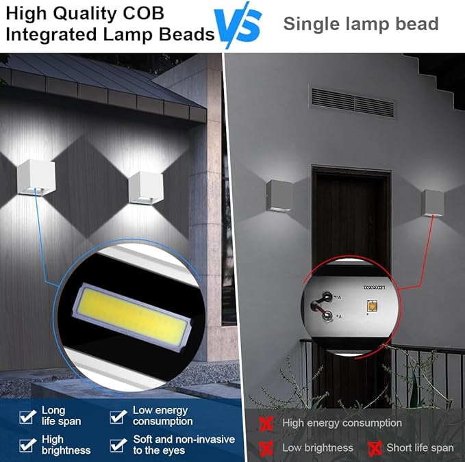 ledmo LED Outdoor Sconses Light Up and Down Wall Lights Adjustable Lighting (2 Pack)