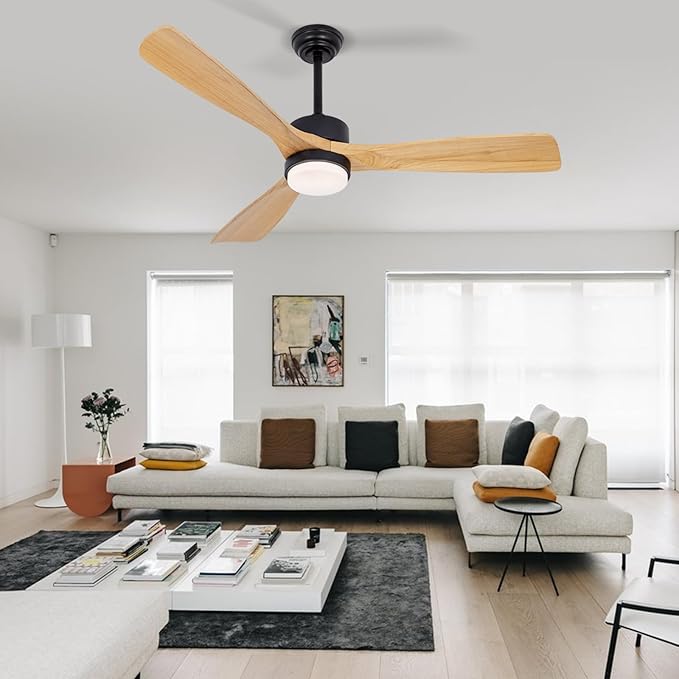 revoici 52” Ceiling Fans with Lights Remote Control, Quiet DC Motor 3 Blade