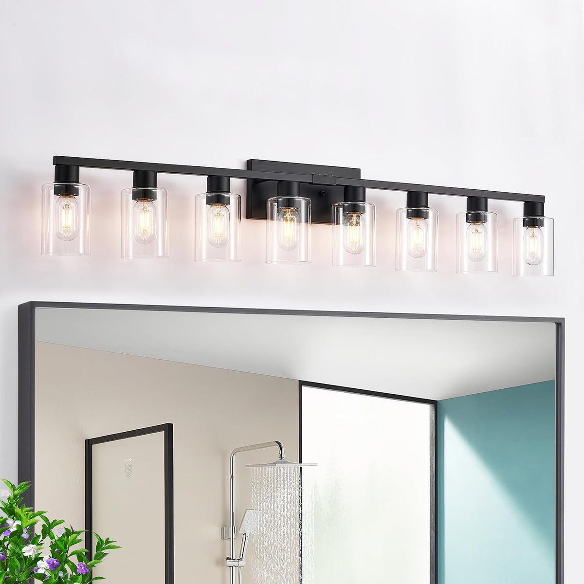 8 Light Bathroom Vanity Light, Matte Black Bathroom Vanity Lights Over Mirror
