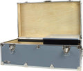 C&N Footlockers - Full-Size Happy Camper Trunk w/Tray - #1 Summer Camp Trunk - Made in the USA - Steel Footlocker with Lid Stay - 32 x 18 x 13.5 Inches (Gray)