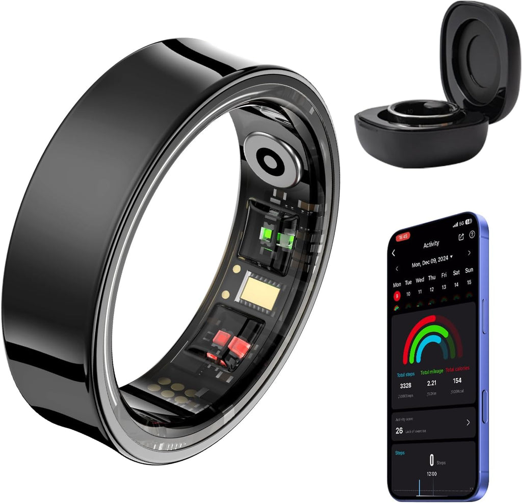 Smart Ring for Women Men, 24-Hour Body Temperature Track, Black,#9