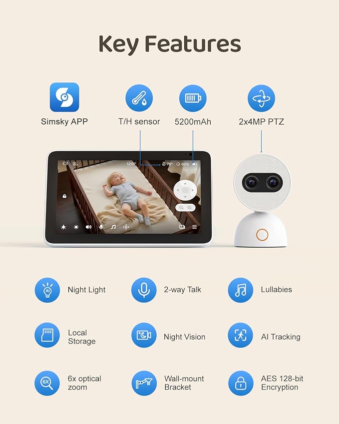Simsky Split Screen Video Baby Monitor