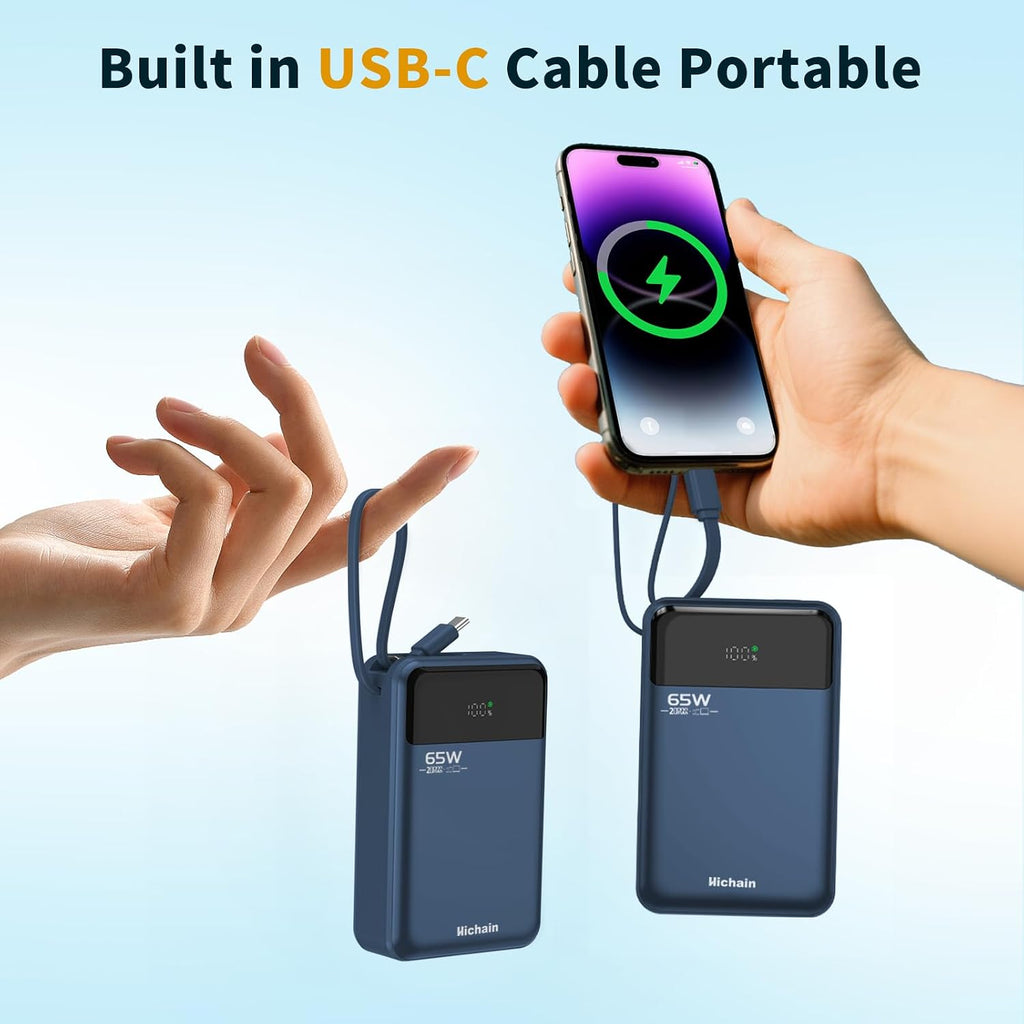 hichain laptop power bank 65w laptop portable charger, package contents