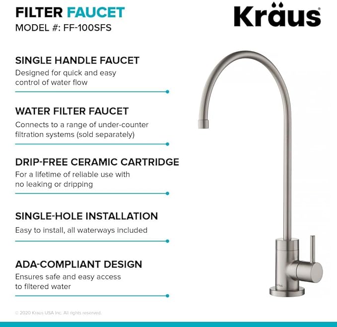 KRAUS Purita 100% Lead-Free Kitchen Water Filter Faucet in Spot Free Stainless
