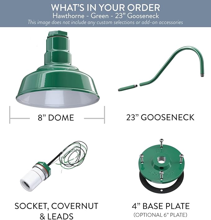 Steel Lighting Co. Hawthorne Barn Light | Outdoor Wall Mounted | 8 inch Dome |