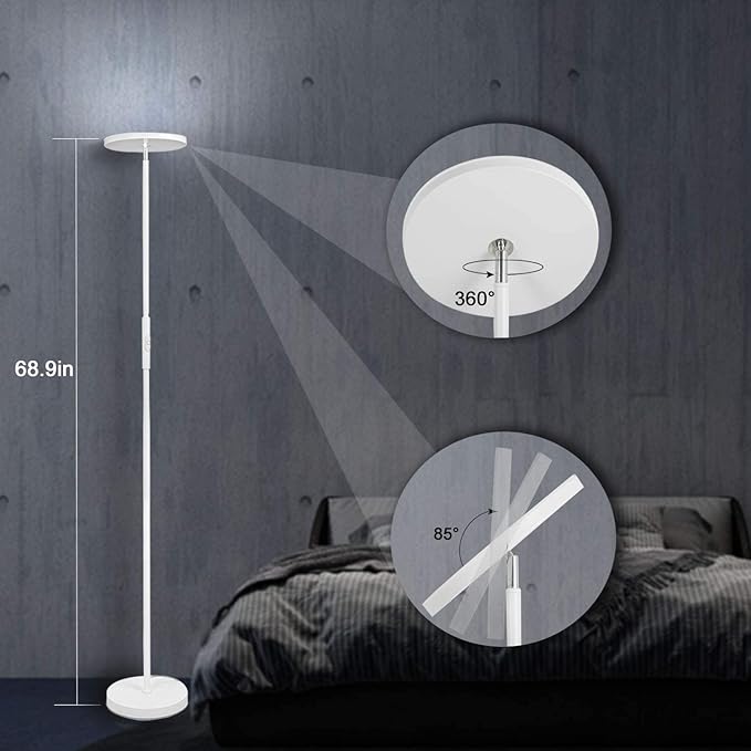 JOOFO Floor Lamp, 30W/2400LM Sky LED Modern Torchiere 3 Color Temperatures