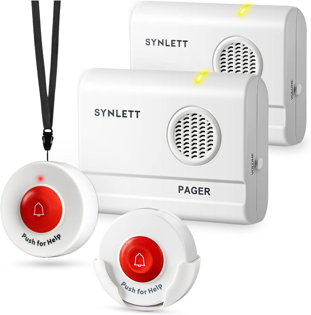 SYNLETT Caregiver Pager Call Button Wireless Call Bell Alert Buttons