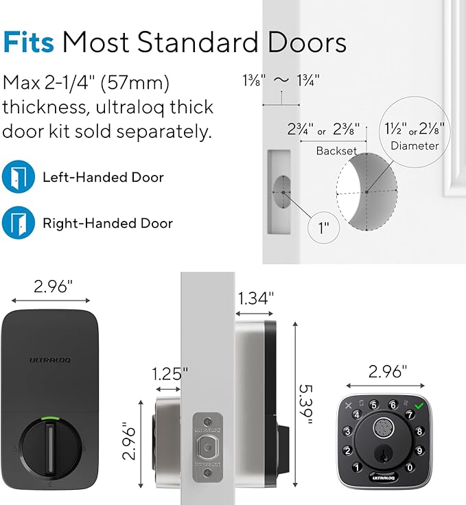 ULTRALOQ Bolt Fingerprint WiFi Smart Lock, Works