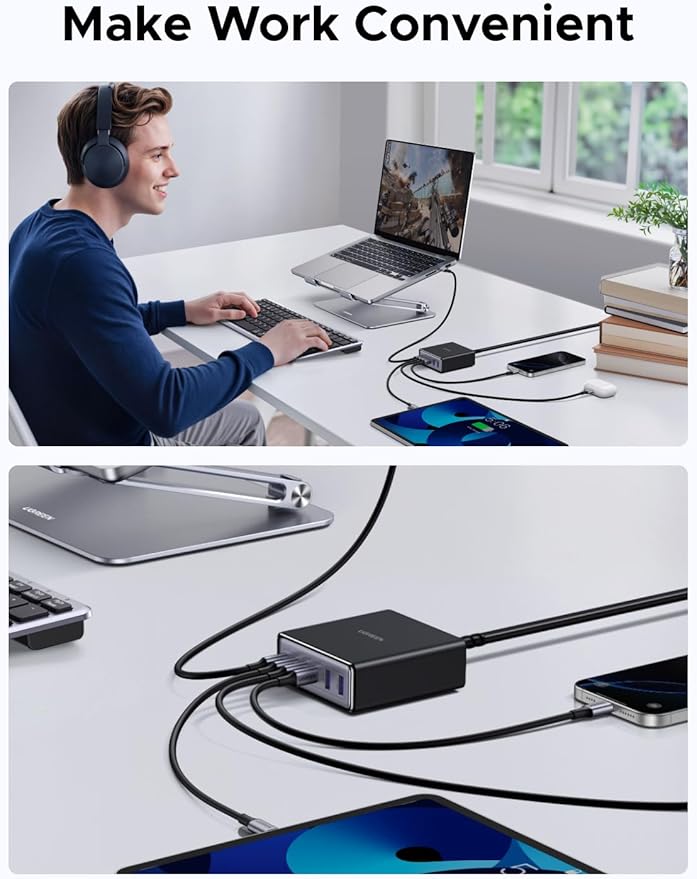 UGREEN 100W USB C Charging Station, 6-Port GaN Desktop Charger