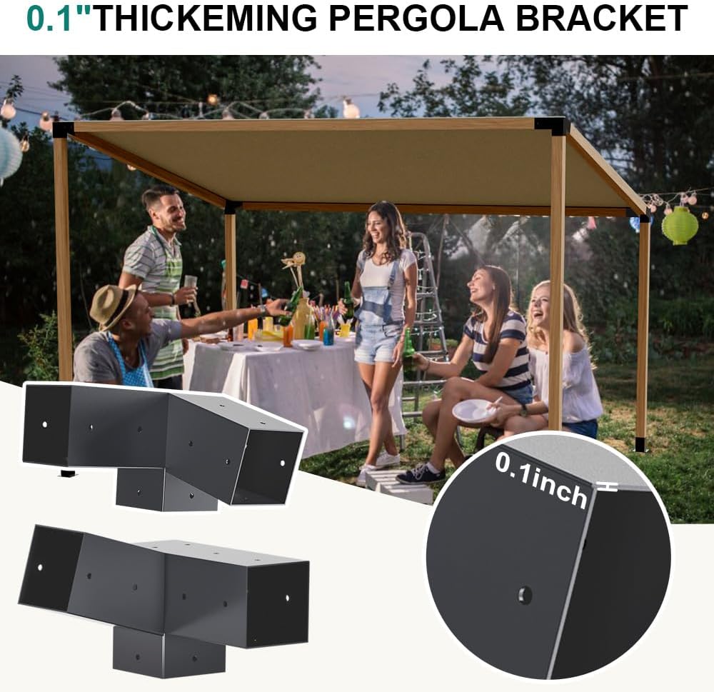 pergola brackets, 75° pergola brackets 15° corner bracket, close-up detail