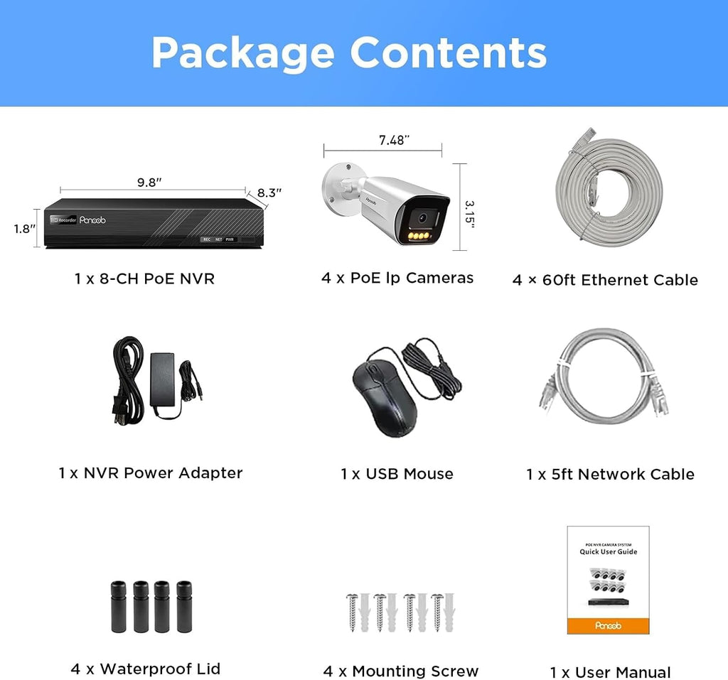 4k poe security camera system 8 channel with, front angle view