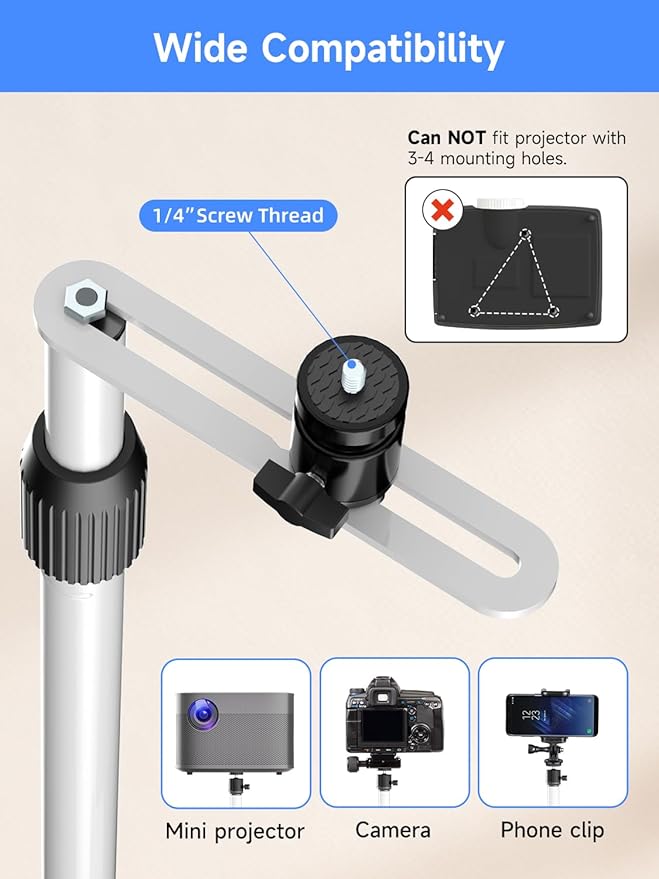 suptek 63.9” Extendable Projector Stand Against Wall Hidden Stand, 360°Swivel