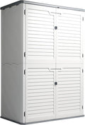 VINGLI Upgraded 59 Cu.ft Plastic Outdoor Storage Cabinet, White