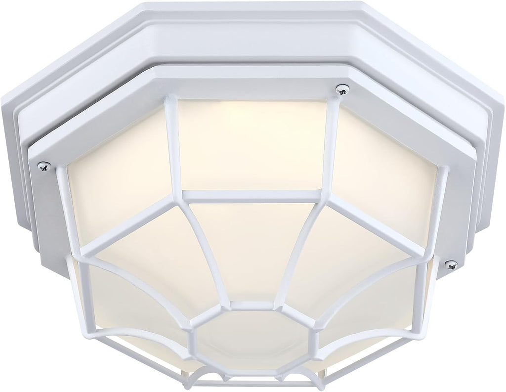 10.5” White LED Close to Ceiling Light for Basement Garage Light Octagonal White Mid-Century Modern Overhead Lights LED 2700K 3000K 3500K 4000K 5000K 10.5in Spider Web Lamp 17W,120V,850Lm-1050Lm