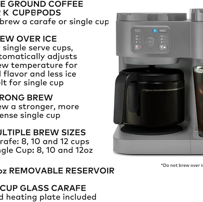 K Duo Coffee Maker for Hot and Iced Drinks, Single Serve KCup Pod Brewer and 12