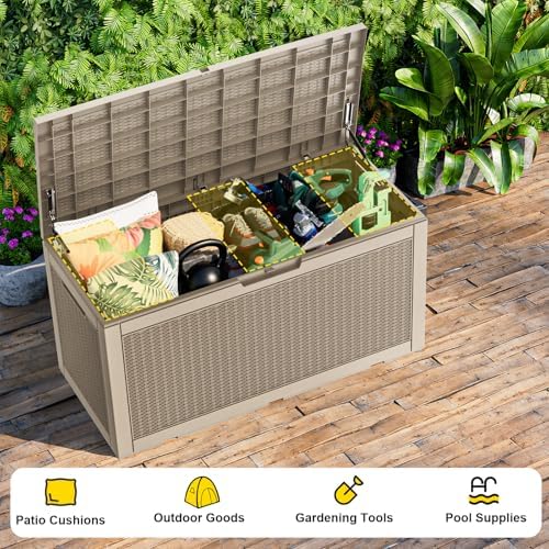 120Gal Outdoor Storage Box Waterproof Lockable Deck Box