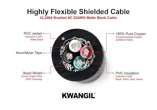KWANGIL 4C 22AWG AMSB Shielded Cable Wire