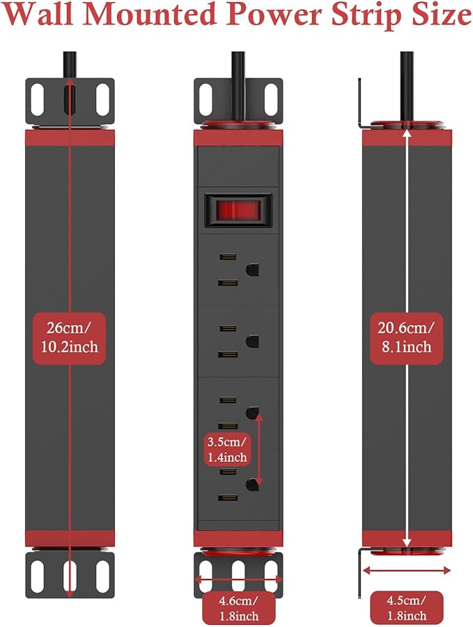 10 inch Rack Mount Power Strips PDU 4 Outlets