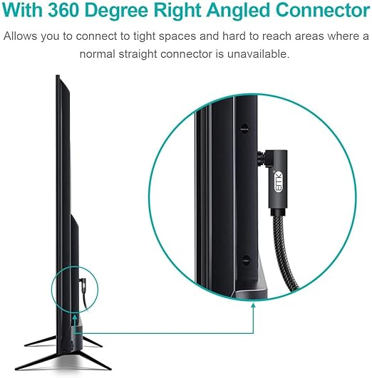 EMK 90 Degree Toslink Optical Cable 360 Degree Free-Rotating Plug Fiber Optic