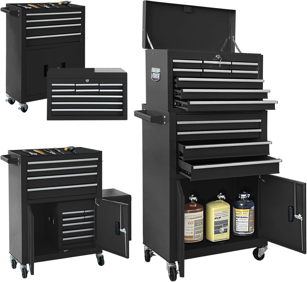 13-drawer double doors handle rolling tool chest, 2 shown in use