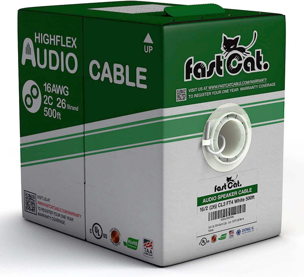 fast Cat. Speaker Wire 16 Guage 2C, UL Listed & CMR/CL3R-FT4 Rated