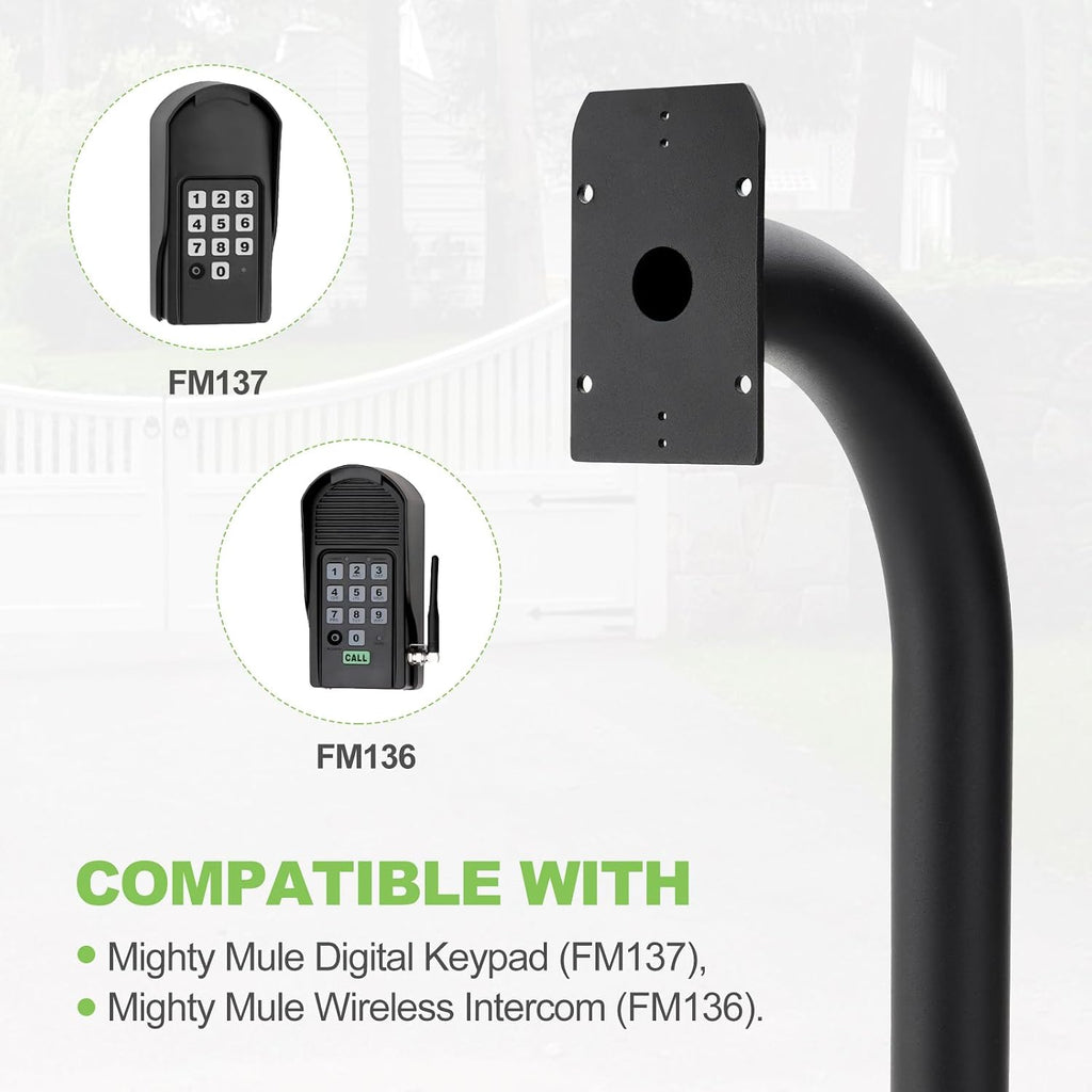 keypad mounting post, 67" compatible with mighty mule showing dimensions