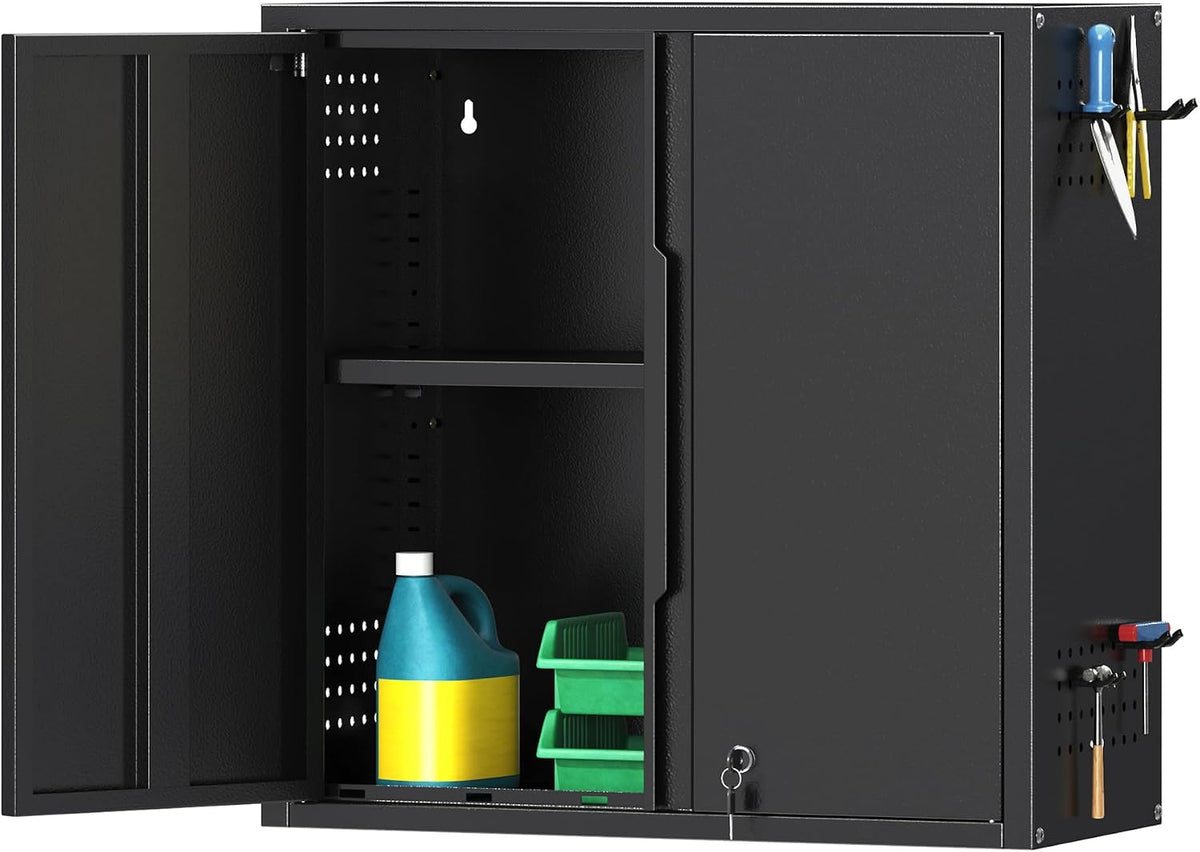 Coolsun 26" H Garage Wall Cabinet with Lockable Doors and Adjustable Shelf
