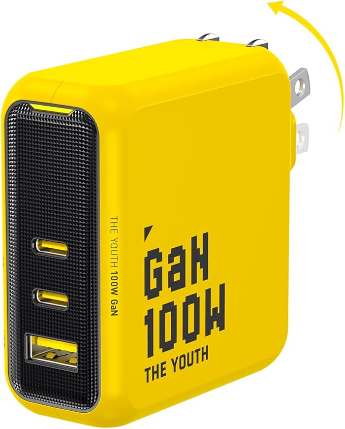 AOHI Youth 100W GaN USB C Wall Charger, 3-Port Laptop Fast Charger Type C Power