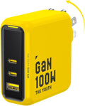 AOHI Youth 100W GaN USB C Wall Charger, 3-Port Laptop Fast Charger Type C Power
